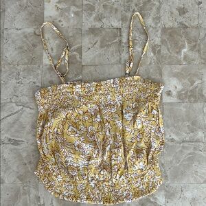 Billabong Floral Yellow Spaghetti Strap Crop Top Juniors Size M will fit‎ S NWOT